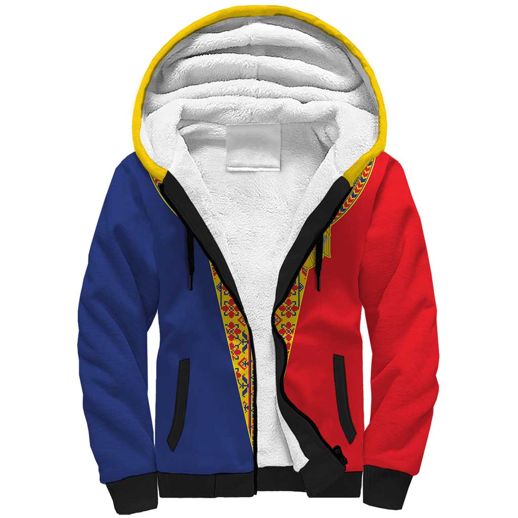 Romania Traditional Embroidery Pattern Sherpa Hoodie