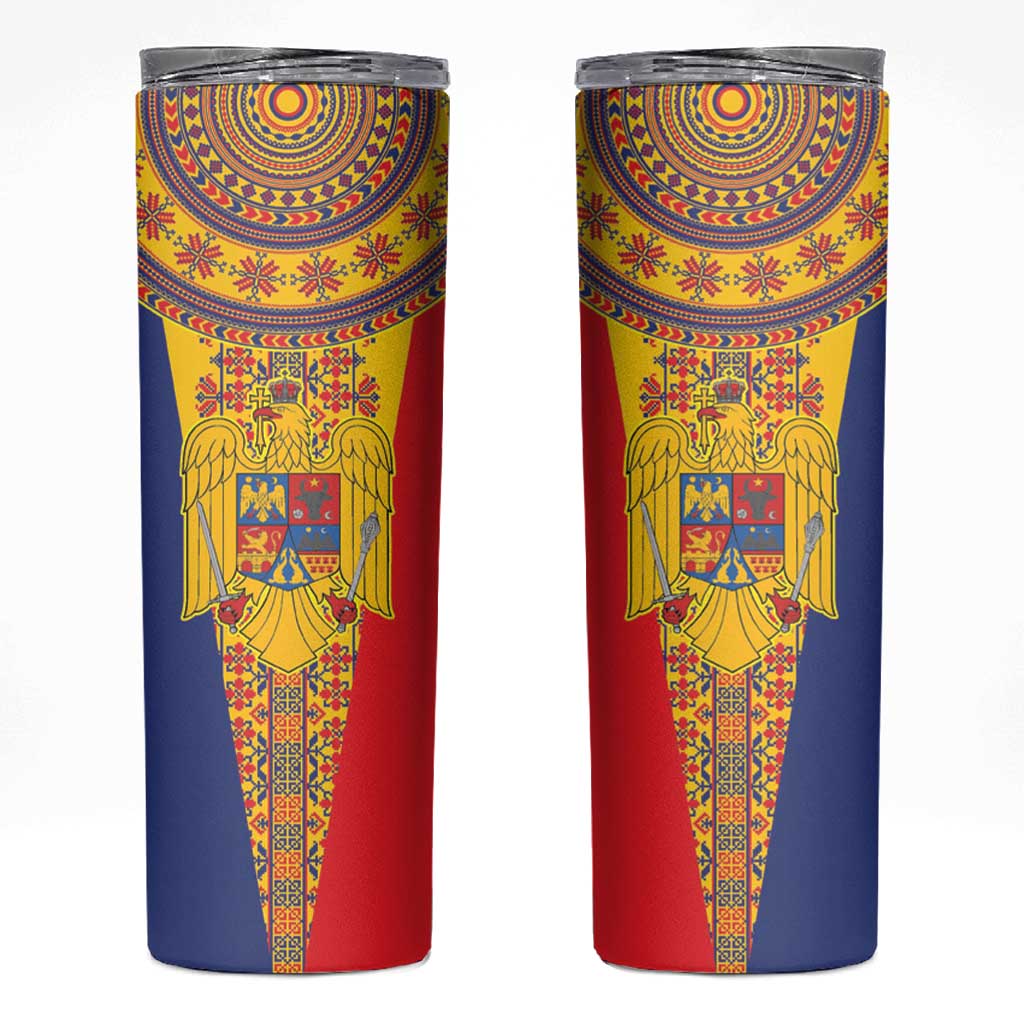 Romania Traditional Embroidery Pattern Skinny Tumbler