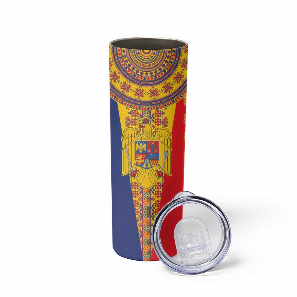 Romania Traditional Embroidery Pattern Skinny Tumbler