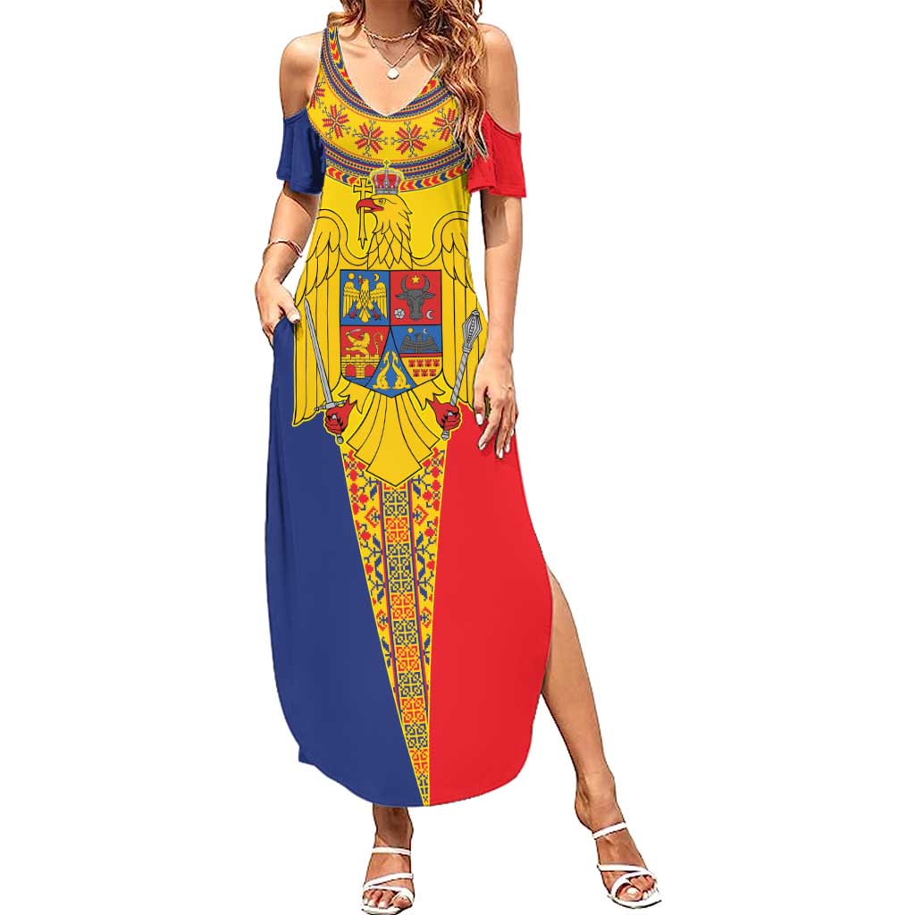 Romania Traditional Embroidery Pattern Summer Maxi Dress