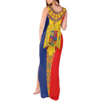 Romania Traditional Embroidery Pattern Tank Maxi Dress