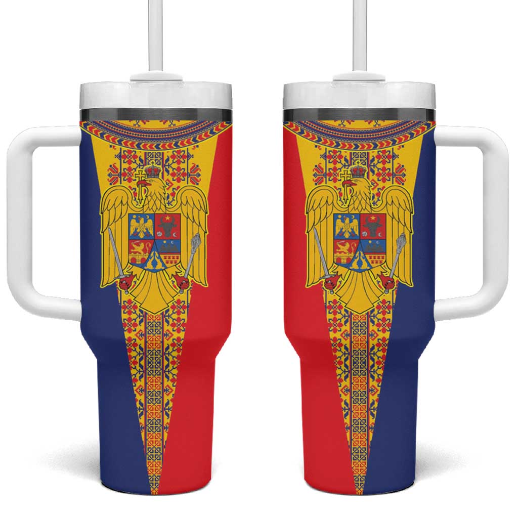 Romania Traditional Embroidery Pattern Tumbler With Handle