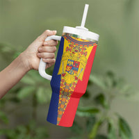 Romania Traditional Embroidery Pattern Tumbler With Handle