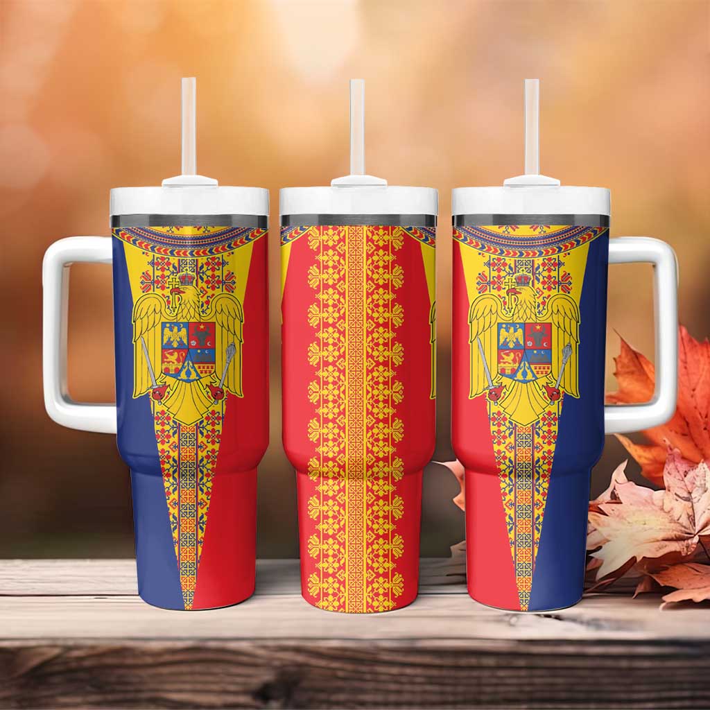 Romania Traditional Embroidery Pattern Tumbler With Handle