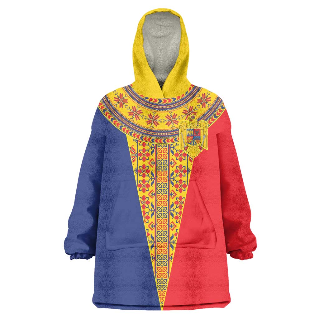 Romania Traditional Embroidery Pattern Wearable Blanket Hoodie