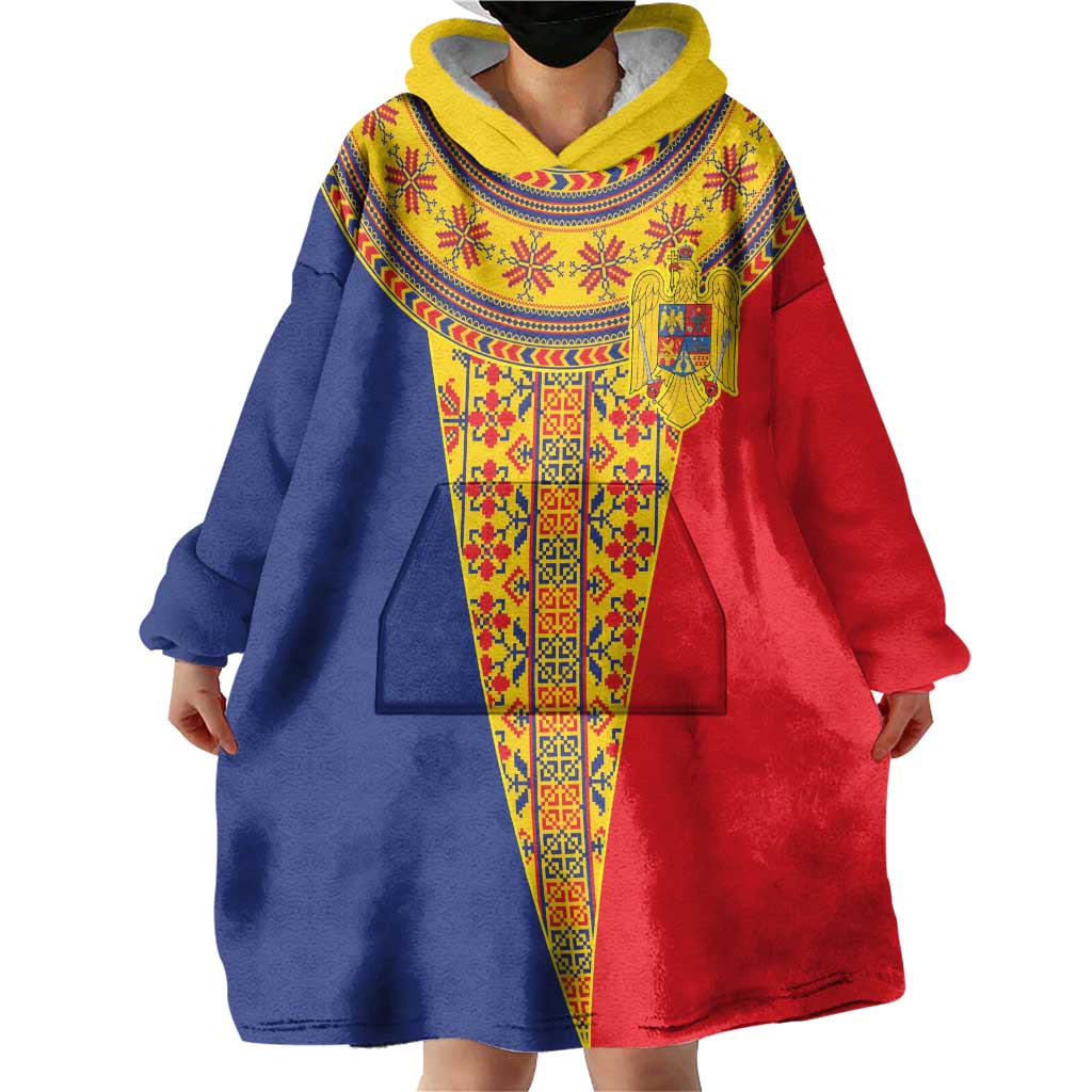Romania Traditional Embroidery Pattern Wearable Blanket Hoodie