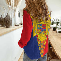 Romania Traditional Embroidery Pattern Women Casual Shirt