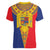 Romania Traditional Embroidery Pattern Women V-Neck T-Shirt