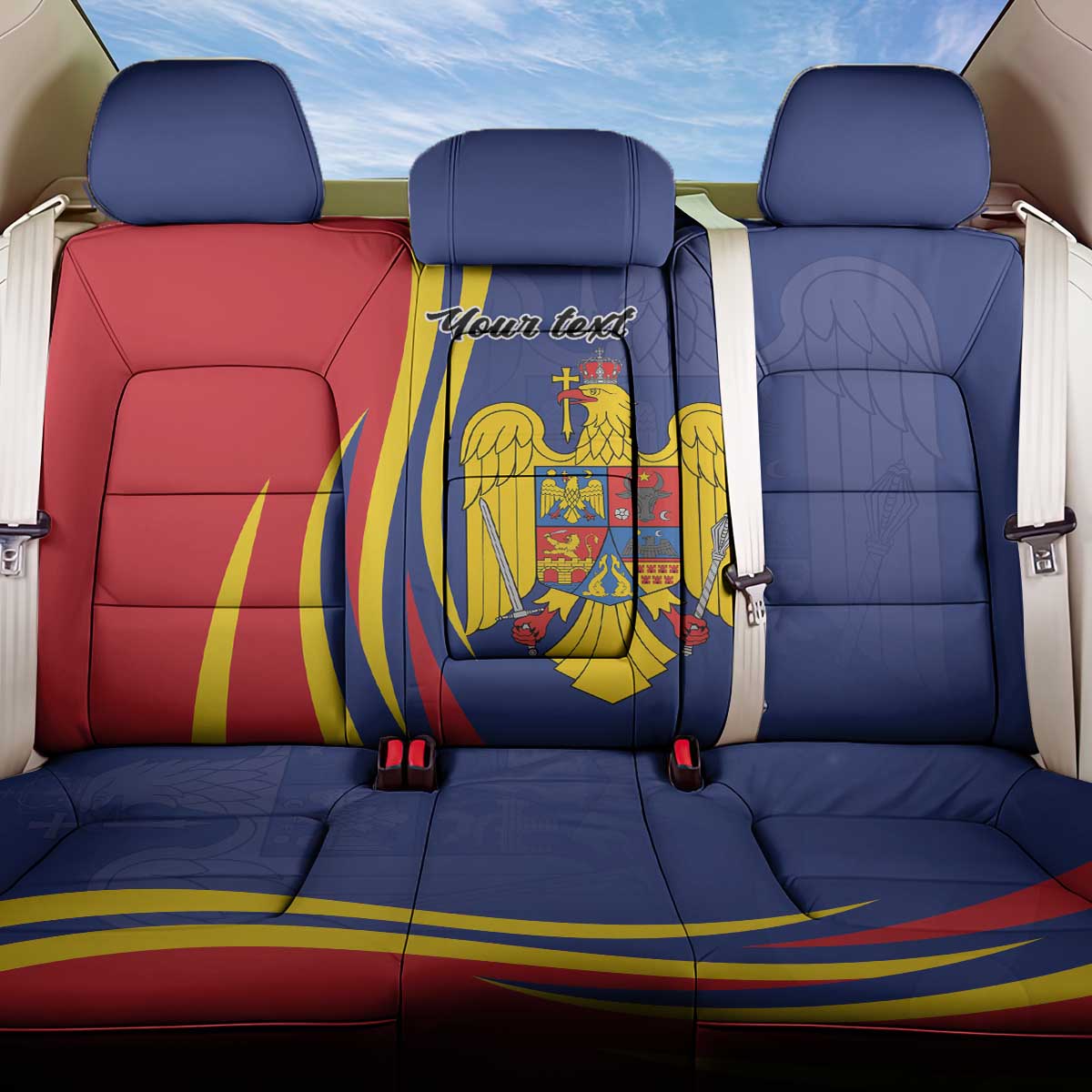 Romania Flag Day Personalized Back Car Seat Cover National Golden Eagle