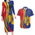 Romania Flag Day Personalized Couples Matching Long Sleeve Bodycon Dress and Hawaiian Shirt National Golden Eagle