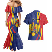 Romania Flag Day Personalized Couples Matching Mermaid Dress and Hawaiian Shirt National Golden Eagle