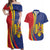 Romania Flag Day Personalized Couples Matching Off Shoulder Maxi Dress and Hawaiian Shirt National Golden Eagle