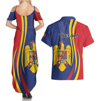 Romania Flag Day Personalized Couples Matching Summer Maxi Dress and Hawaiian Shirt National Golden Eagle