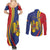 Romania Flag Day Personalized Couples Matching Summer Maxi Dress and Long Sleeve Button Shirt National Golden Eagle