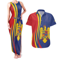 Romania Flag Day Personalized Couples Matching Tank Maxi Dress and Hawaiian Shirt National Golden Eagle