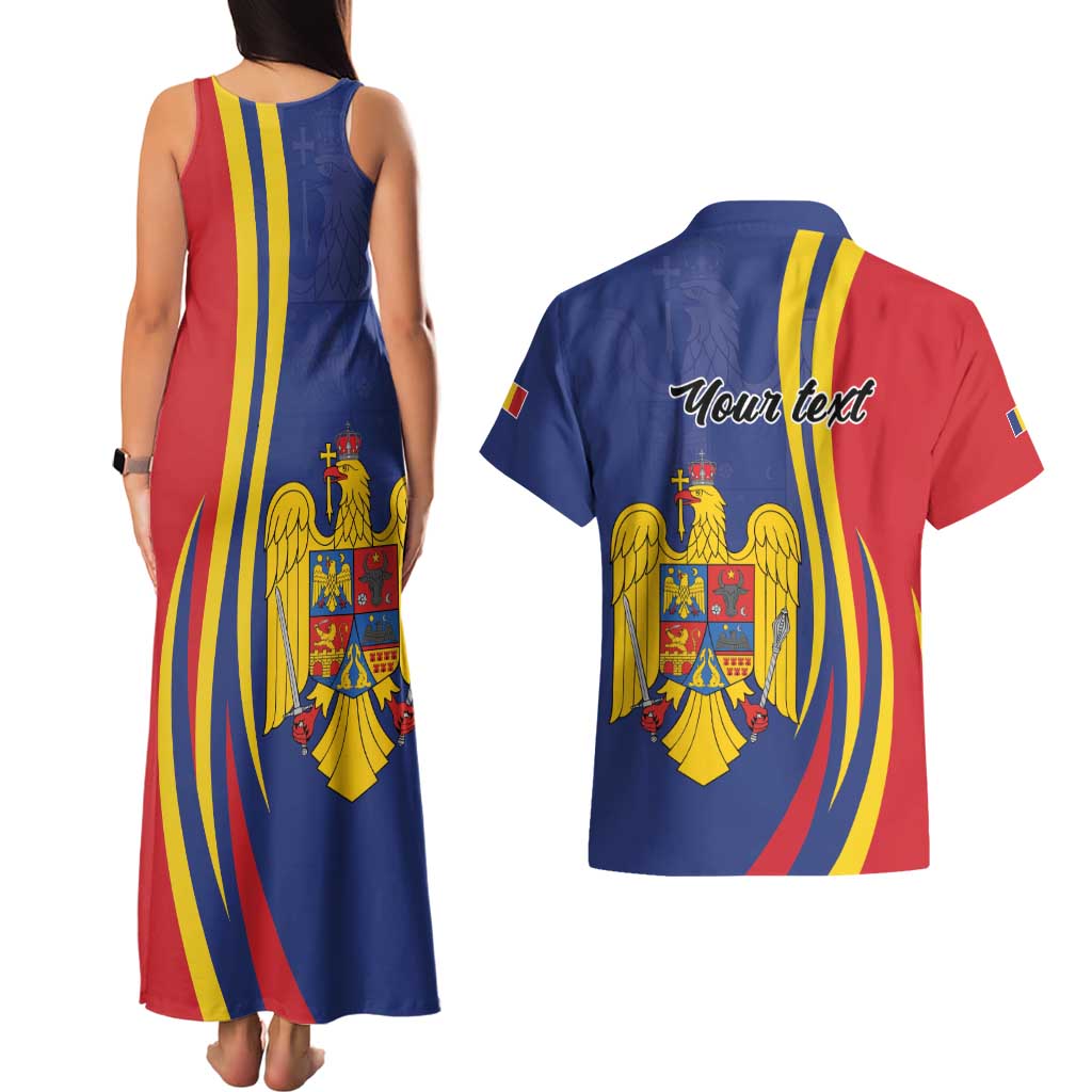 Romania Flag Day Personalized Couples Matching Tank Maxi Dress and Hawaiian Shirt National Golden Eagle