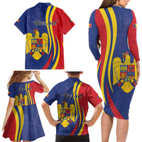 Romania Flag Day Personalized Family Matching Long Sleeve Bodycon Dress and Hawaiian Shirt National Golden Eagle