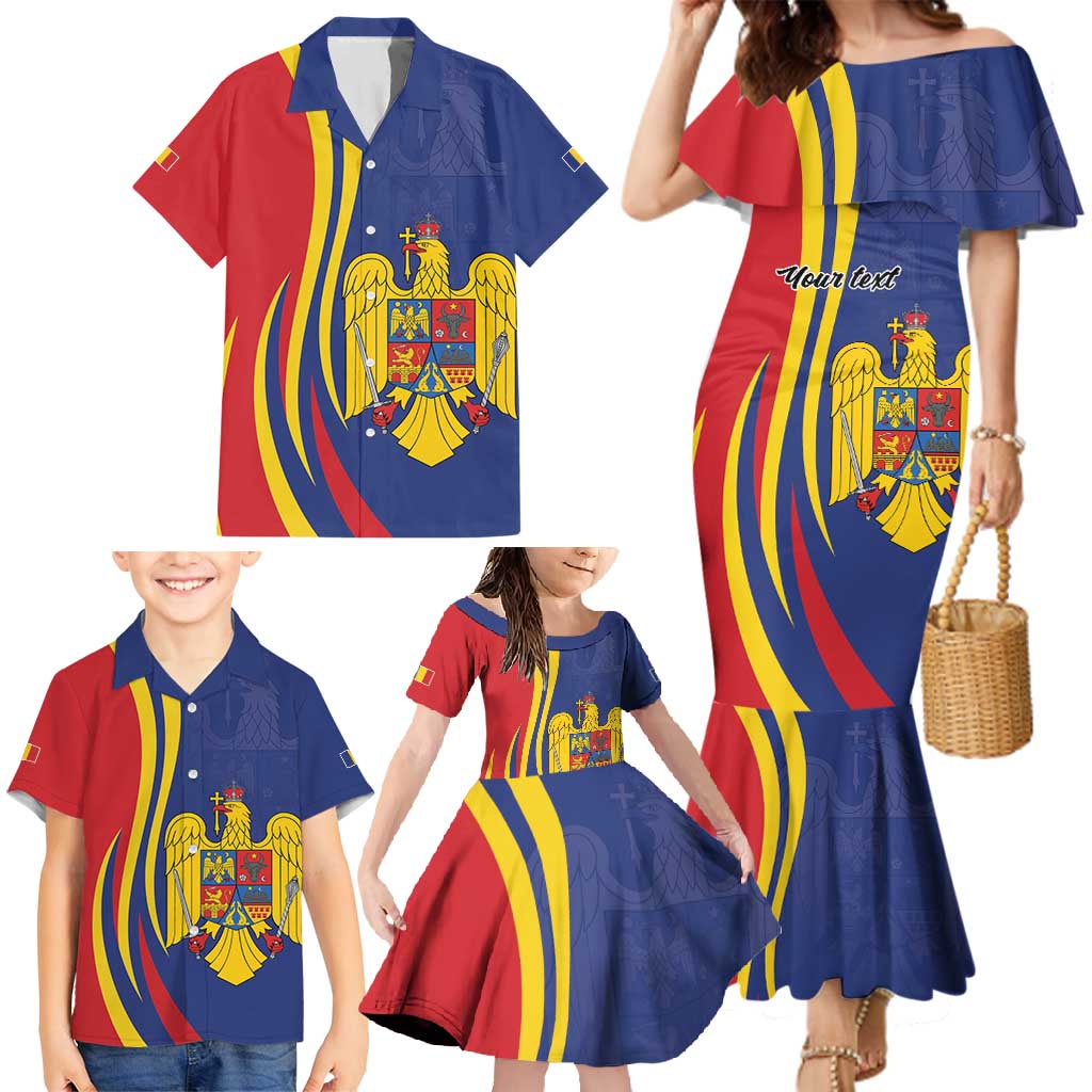 Romania Flag Day Personalized Family Matching Mermaid Dress and Hawaiian Shirt National Golden Eagle
