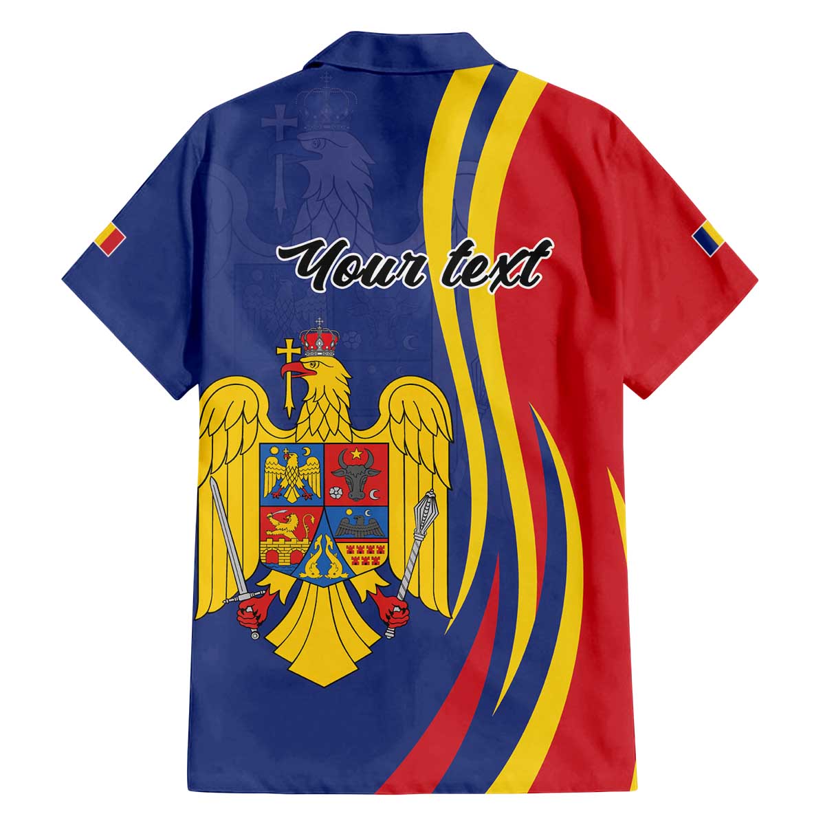 Romania Flag Day Personalized Family Matching Off The Shoulder Long Sleeve Dress and Hawaiian Shirt National Golden Eagle