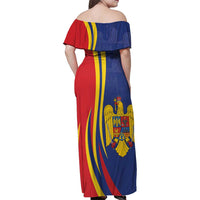 Romania Flag Day Personalized Family Matching Off Shoulder Maxi Dress and Hawaiian Shirt National Golden Eagle