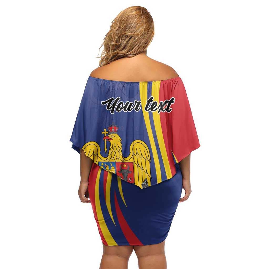 Romania Flag Day Personalized Family Matching Off Shoulder Short Dress and Hawaiian Shirt National Golden Eagle