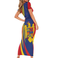 Romania Flag Day Personalized Family Matching Short Sleeve Bodycon Dress and Hawaiian Shirt National Golden Eagle