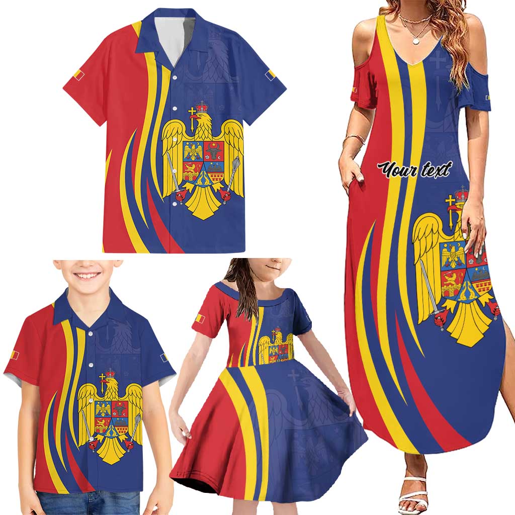Romania Flag Day Personalized Family Matching Summer Maxi Dress and Hawaiian Shirt National Golden Eagle