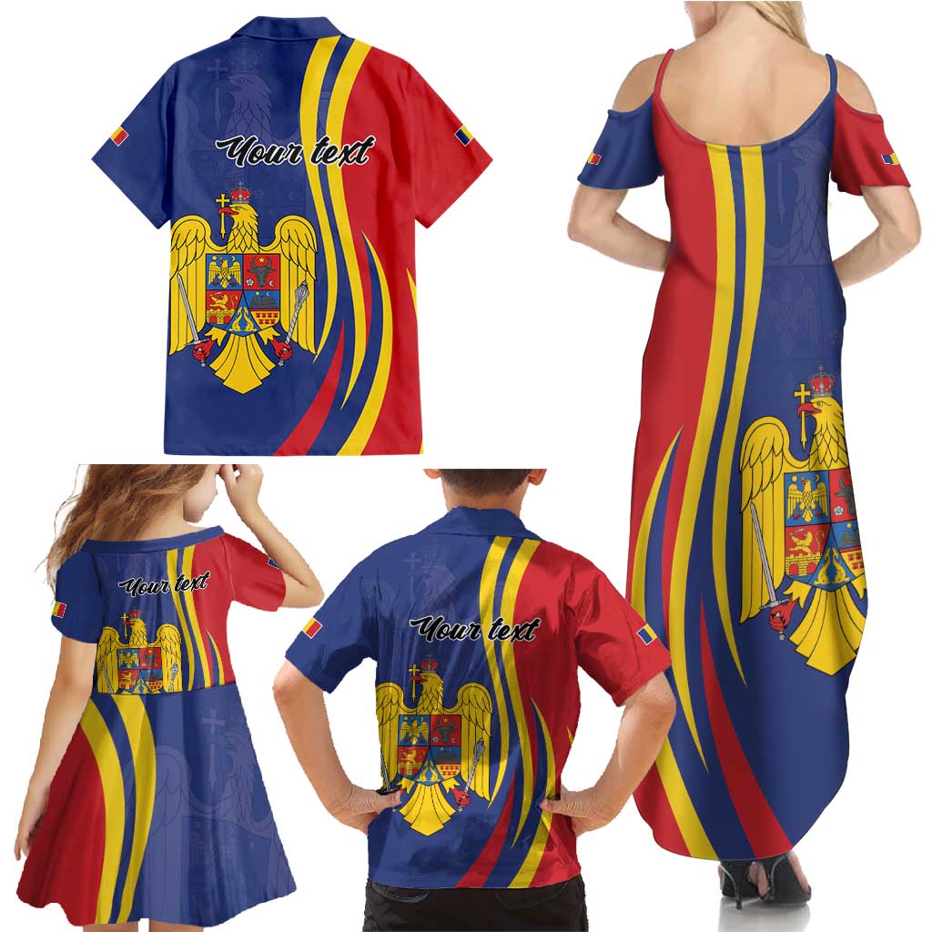 Romania Flag Day Personalized Family Matching Summer Maxi Dress and Hawaiian Shirt National Golden Eagle