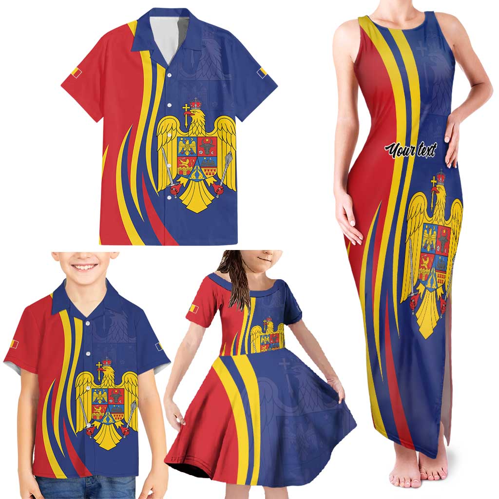 Romania Flag Day Personalized Family Matching Tank Maxi Dress and Hawaiian Shirt National Golden Eagle