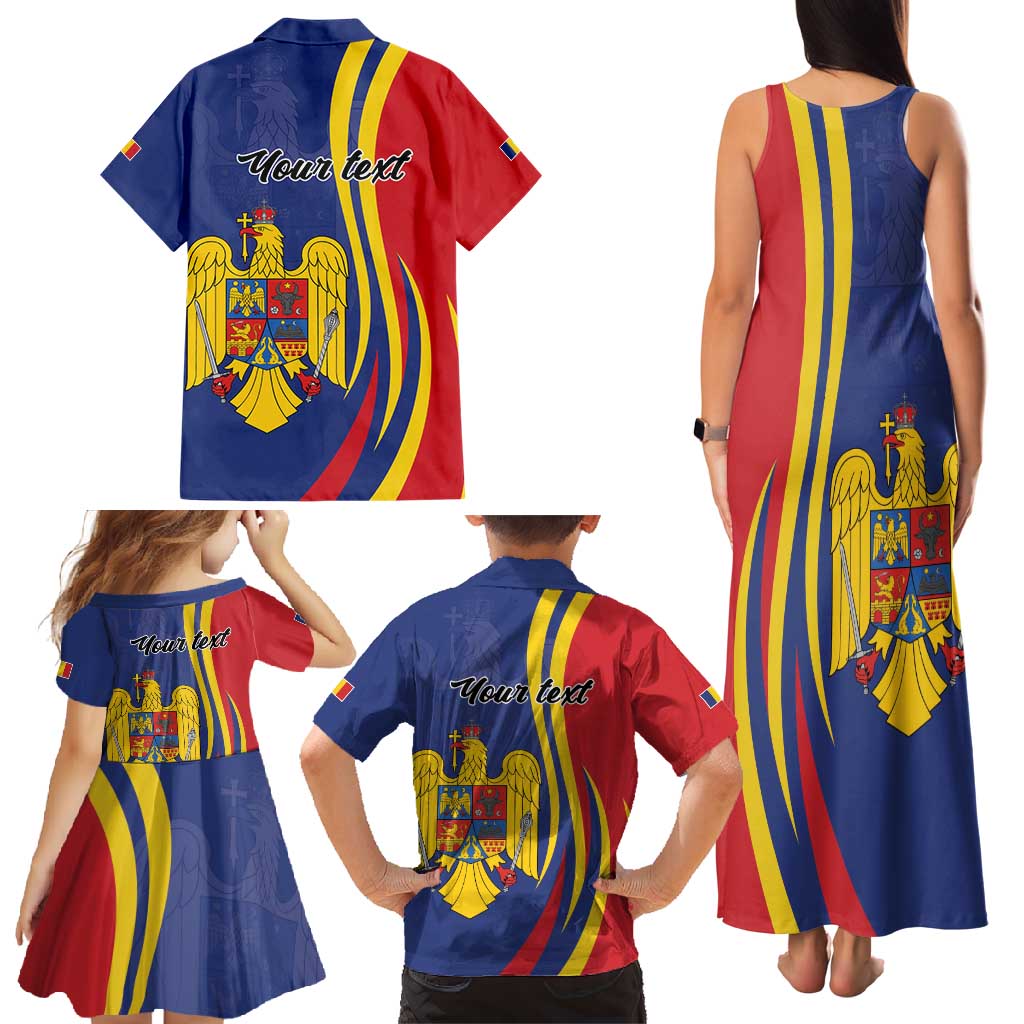 Romania Flag Day Personalized Family Matching Tank Maxi Dress and Hawaiian Shirt National Golden Eagle