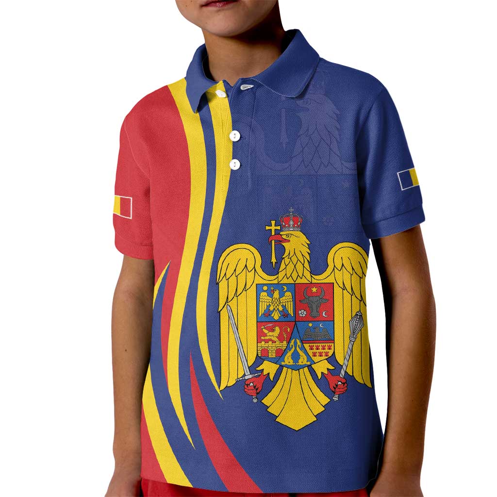 Romania Flag Day Personalized Kid Polo Shirt National Golden Eagle