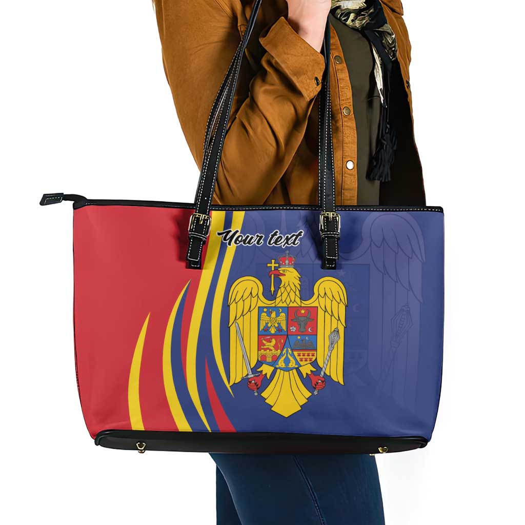 Romania Flag Day Personalized Leather Tote Bag National Golden Eagle