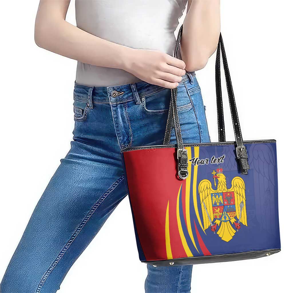 Romania Flag Day Personalized Leather Tote Bag National Golden Eagle