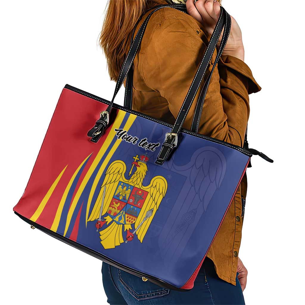 Romania Flag Day Personalized Leather Tote Bag National Golden Eagle