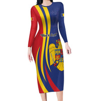 Romania Flag Day Personalized Long Sleeve Bodycon Dress National Golden Eagle