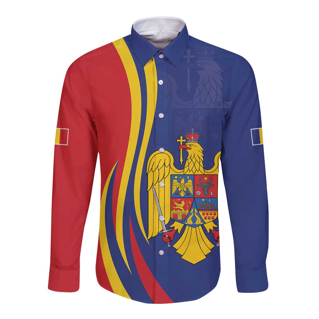 Romania Flag Day Personalized Long Sleeve Button Shirt National Golden Eagle