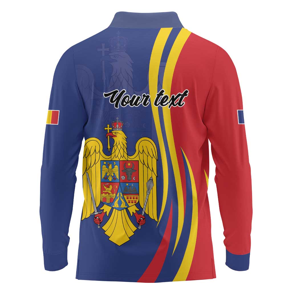 Romania Flag Day Personalized Long Sleeve Polo Shirt National Golden Eagle