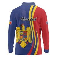 Romania Flag Day Personalized Long Sleeve Polo Shirt National Golden Eagle