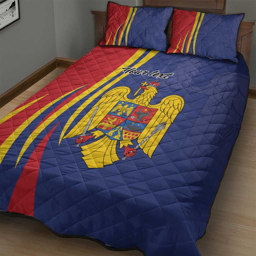 Romania Flag Day Personalized Quilt Bed Set National Golden Eagle