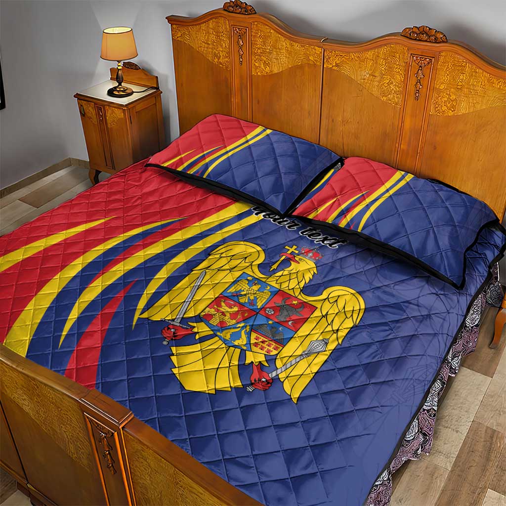 Romania Flag Day Personalized Quilt Bed Set National Golden Eagle