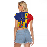 Romania Flag Day Personalized Raglan Cropped T Shirt National Golden Eagle