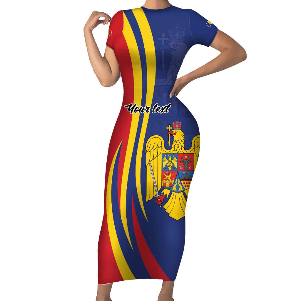 Romania Flag Day Personalized Short Sleeve Bodycon Dress National Golden Eagle