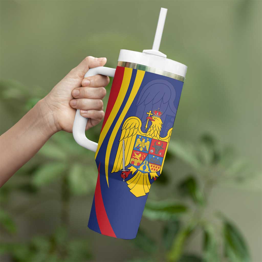 Romania Flag Day Personalized Tumbler With Handle National Golden Eagle