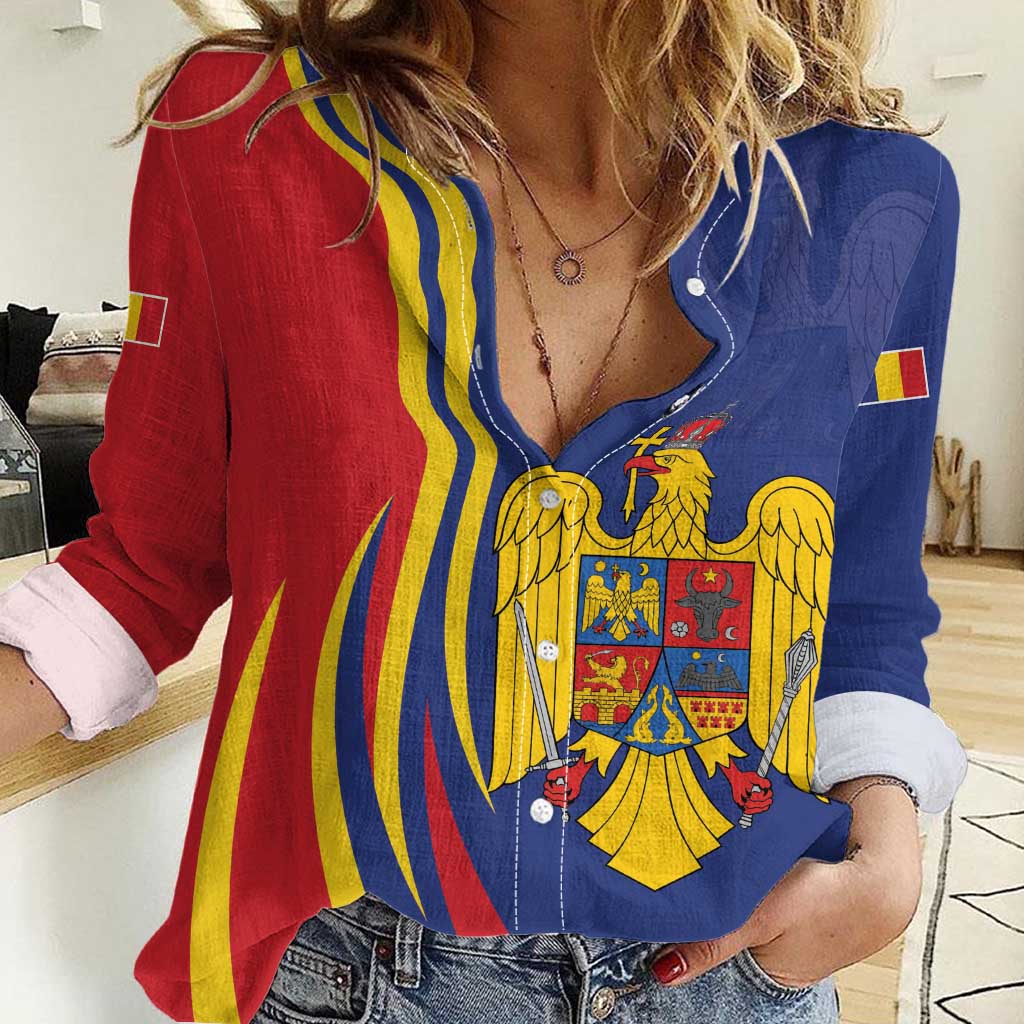 Romania Flag Day Personalized Women Casual Shirt National Golden Eagle