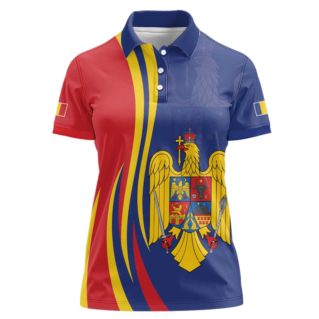 Romania Flag Day Personalized Women Polo Shirt National Golden Eagle