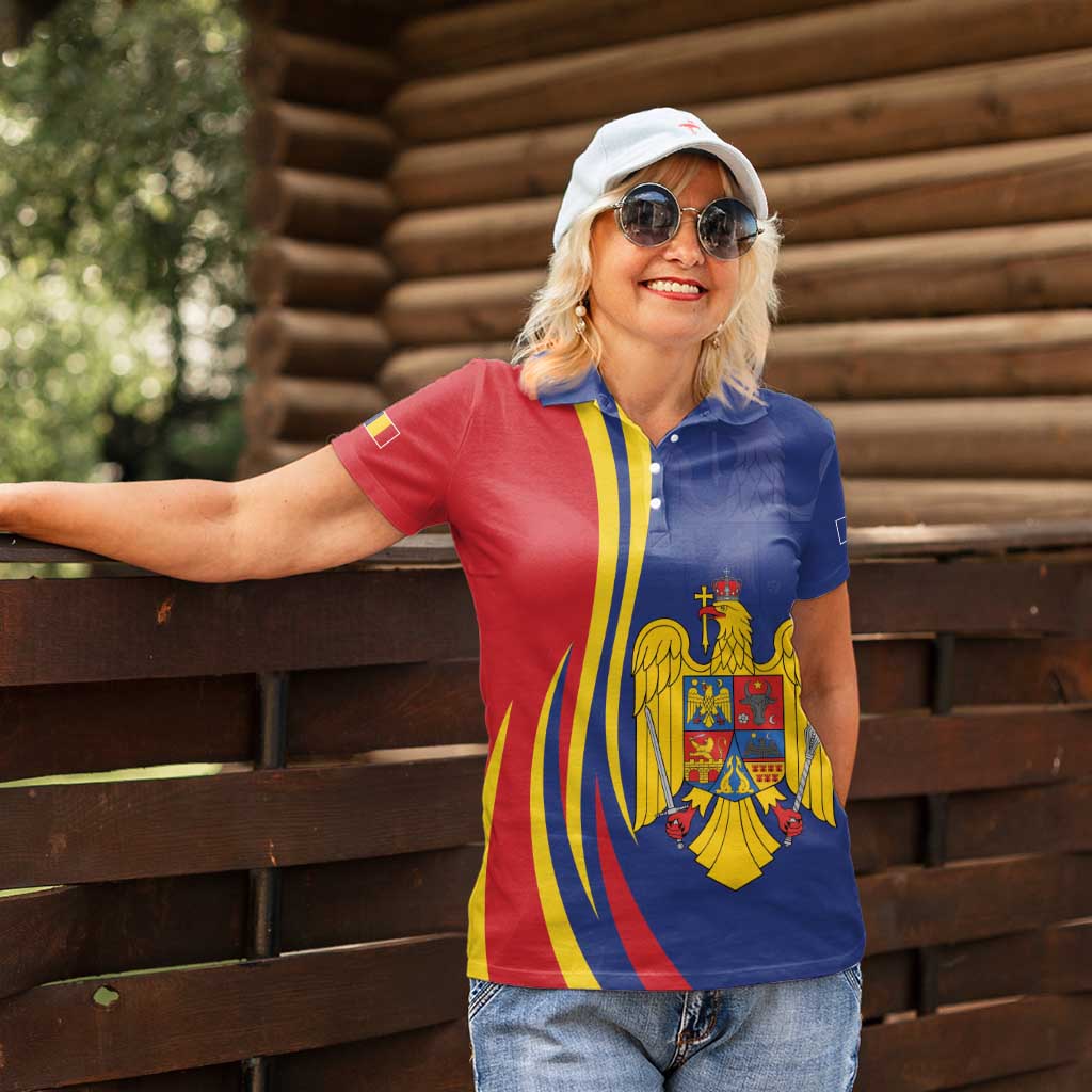 Romania Flag Day Personalized Women Polo Shirt National Golden Eagle