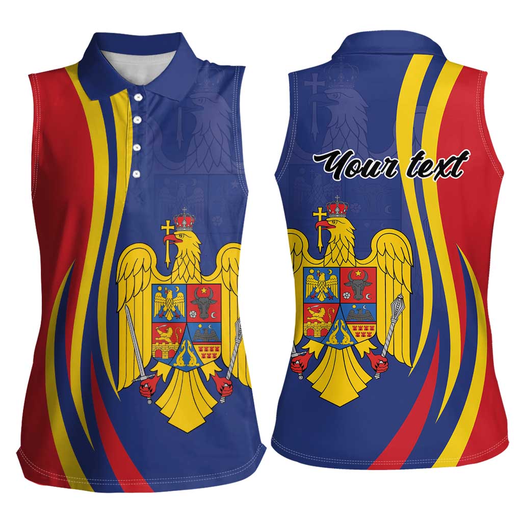 Romania Flag Day Personalized Women Sleeveless Polo Shirt National Golden Eagle