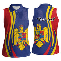 Romania Flag Day Personalized Women Sleeveless Polo Shirt National Golden Eagle