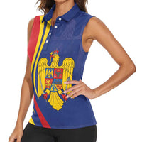 Romania Flag Day Personalized Women Sleeveless Polo Shirt National Golden Eagle