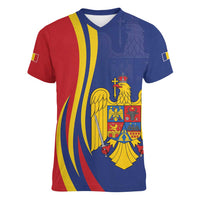 Romania Flag Day Personalized Women V-Neck T-Shirt National Golden Eagle